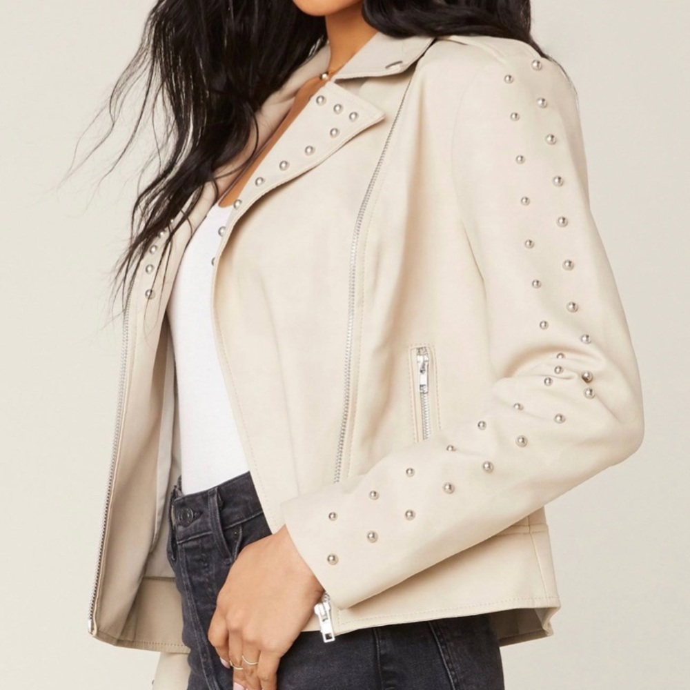 BB Dakota True Stud Faux Leather Blazer, Size M